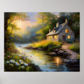 Poster Maison de pierre sur la rivière 1 (Devant)