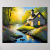 Poster Maison de pierre sur la rivière 2 (Devant)