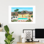 Poster Maison de piscine moderne du milieu du siècle Gran (Bureau à domicile)