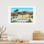 Poster Maison de Piscine Moderne Milieu de Siècle Grande (Cuisine)