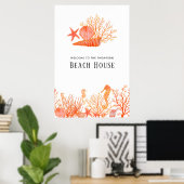 Poster Maison de plage en corail vivant (Bureau à domicile)