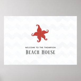 Poster Maison de plage étoile de mer simpliste