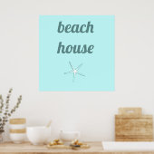 Poster Maison de plage Nautique Turquoise Bleu Blanc Star (Cuisine)