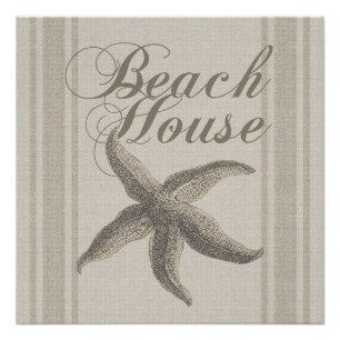 Poster Maison de plage Starfish Bord de mer Côté côte