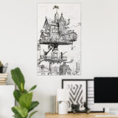 Poster Maison de rotation aérienne (Bureau à domicile)