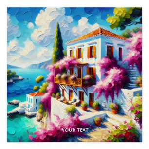 Poster Maison de villa de mer mignonne fantastique