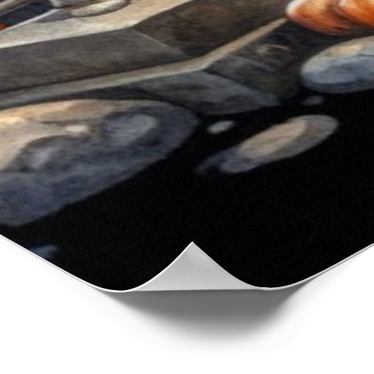 Poster Maison décorative Chat noir Halloween (Coin)