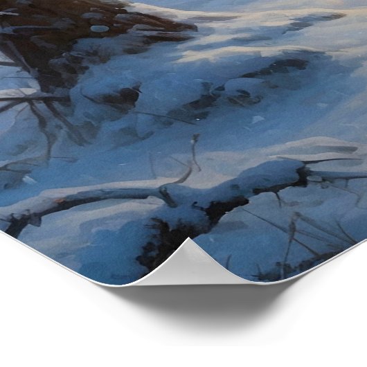 Poster Maison d'hiver Forêt de Neige Peinture d'art lunai (Coin)