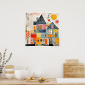 Poster Maison en collage de pièces et de textures (Cuisine)