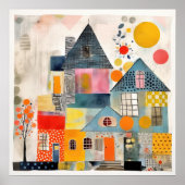 Poster Maison en collage de pièces et de textures (Devant)