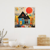 Poster Maison en collage de pièces et de textures (Cuisine)