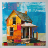 Poster Maison en collage de pièces et de textures (Devant)