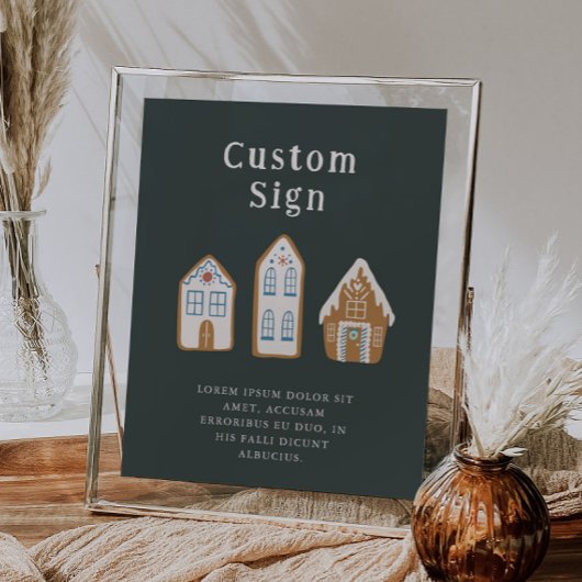 Poster Maison en pain d'épice bleu de Noël enseigne perso