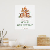 Poster Maison en pain d'épice décorer fête d'anniversaire (Cuisine)