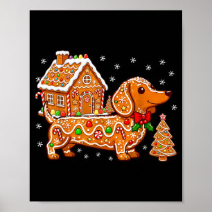 Poster Maison en pain d'épices de Noël en forme de teckel