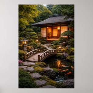 Poster Maison et jardin japonais magnifiques