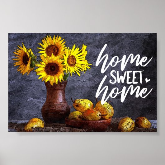 Poster Maison Florale Jaune Maison Douce (Devant)