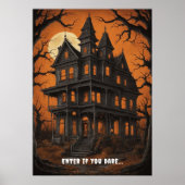 Poster Maison hantée à Halloween de nuit (Devant)