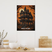 Poster Maison hantée à Halloween de nuit (Cuisine)