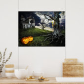 Poster Maison hantée avec Jack O Lanterns à Halloween (Cuisine)