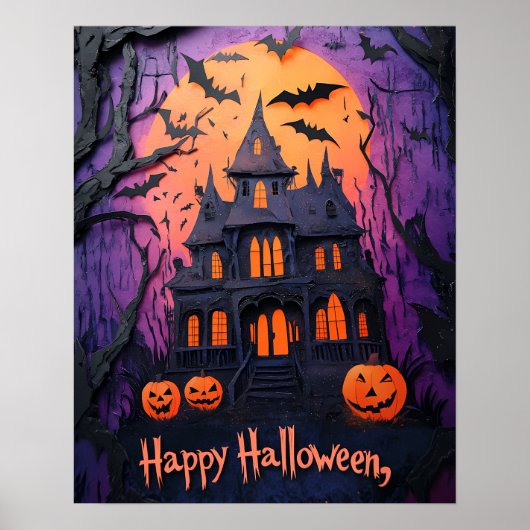 Poster Maison Hantée Déplaisante Halloween (Devant)