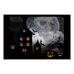 Poster Maison hantée d'Halloween