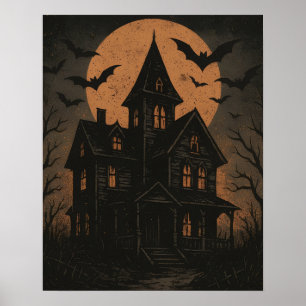 Poster Maison hantée d'Halloween