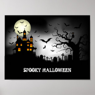 Poster Maison hantée d'Halloween éffrayant