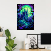 Poster Maison hantée d'Halloween super Éffrayante (Bureau à domicile)