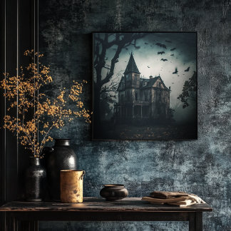 Poster Maison Hantée - Halloween Éffrayant Imprime
