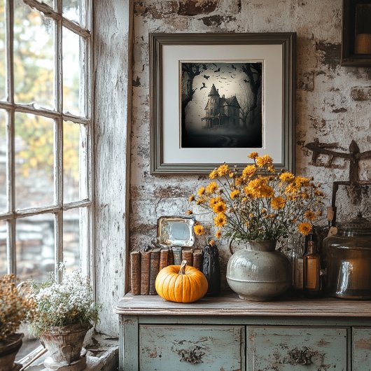 Poster Maison Hantée - Halloween Éffrayant Imprime