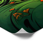 Poster Maison hantée Halloween gardée par citrouille (Coin)