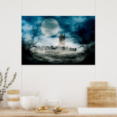 Poster Maison hantée. Scène d'Halloween. (Cuisine)