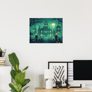 Poster Maison hantée sous la lumière de la lune
