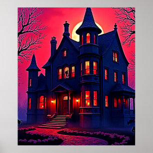 Poster Maison Haunted éffrayant à Dusk Design