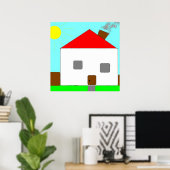 Poster Maison individuelle un jour ensoleillé, Enfants Ar (Bureau à domicile)