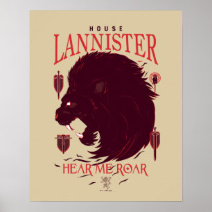 Poster Maison Lannister - Entendez-moi Roar