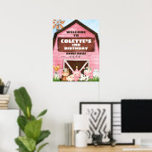 Poster Maison rose Oink Baa Moo Ferme Anniversaire Bienve (Bureau à domicile)