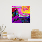 Poster maison sur la colline (Cuisine)