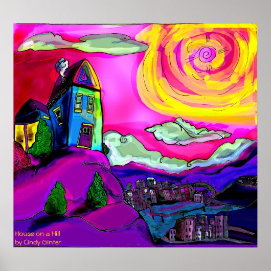 Poster maison sur la colline (Devant)