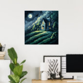 Poster Maison sur Monlit Hill - Style impressionnisme (Bureau à domicile)