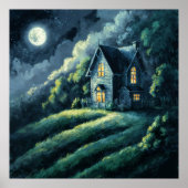 Poster Maison sur Monlit Hill - Style impressionnisme (Devant)