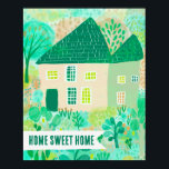 Poster MAISON SWEET HOME Maison personnalisée Jardin Illu<br><div class="desc">Joli dessin coloré d'une maison et d'un grand jardin avec le texte HOME SWEET HOME! Entièrement personnalisable. Cliquez sur "Personnaliser" ci-dessus pour modifier le texte. Cliquez ensuite sur "modifier à l'aide de l'outil de conception" pour ajuster les polices, les couleurs et les placements. Sélectionnez la taille de l'impression à l'aide...</div>