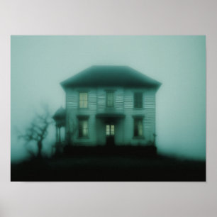 Poster Maison victorienne hantée Atmosphère brumeuse d'ho