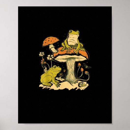 Poster Maisonnette Champignon Grenouille Esthétique Cotta (Devant)