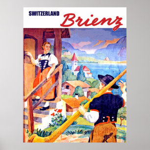 Poster Maisons à Brienz, Suisse