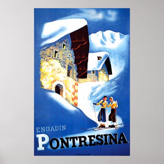 Poster Maisons à Pontresina, Suisse (Devant)