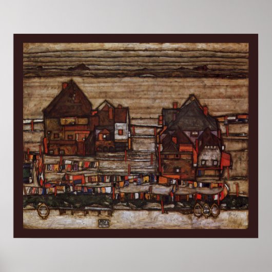 Poster Maisons avec buanderie par Egon Schiele (Devant)