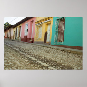 Poster Maisons bordent la rue, Cuba