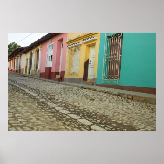 Poster Maisons bordent la rue, Cuba (Devant)